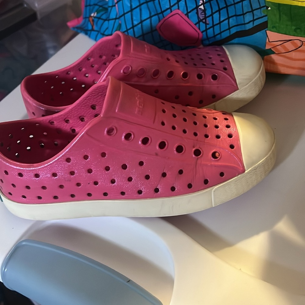Native pink and Cream Perforated Slip-Ons - Picture 2 of 3